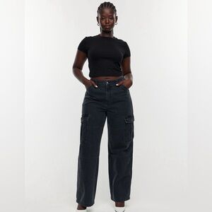 WOMENS*SZ6 curvy black wash cargo denim